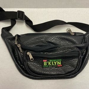 Vintage Black Leather Fanny Pack Brooklyn New York